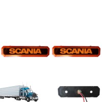 LED габарити за камиони с логото на Scania бяло, оранжево, червено